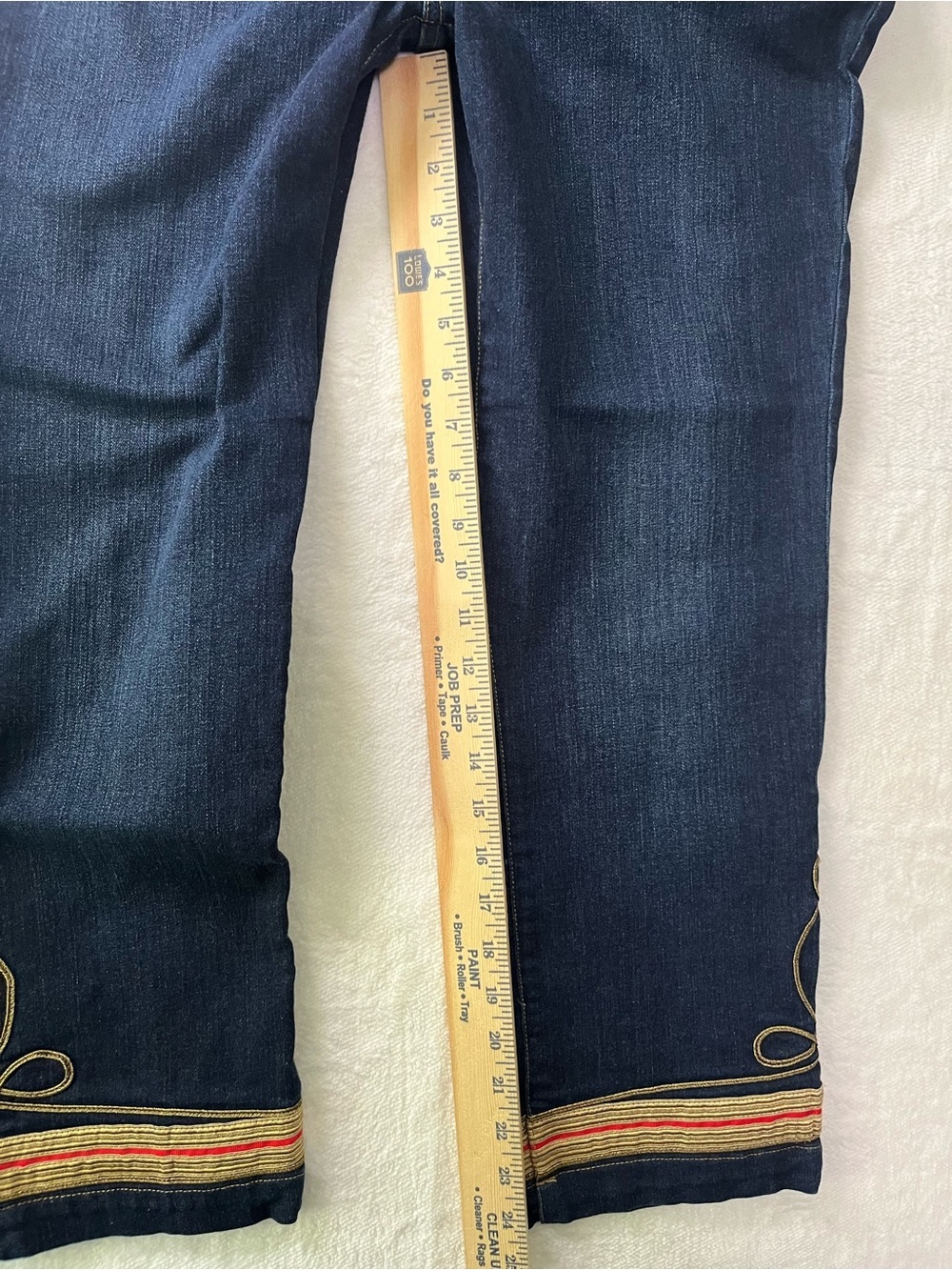 LRL Classic Straight Ankle Jeans Women's Size 12 Dark Wash Embroidered Hem Denim - Picture 7 of 11